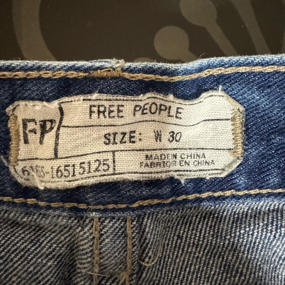 Free People Blue Denim Lace Trim Jean Shorts - Picture 6 of 10